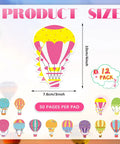 Colorful Hot Air Balloon Sticky Notes Pack Of 12 Styles With 50 Sheets Each Mini Notebooks For Home Office Or Classroom Use