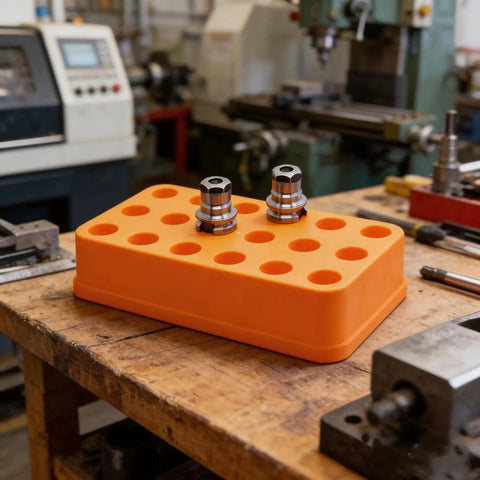 BT30 Yellow Tool Holder Organizer For Drilling Bits And Milling Tools With Built In Storage Capacity in workshop setting