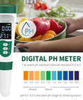 5 In 1 Digital PH Meter With Voice Function For Pools Spas Aquariums Hydroponics Tests PH TDS EC Temperature And Salt Waterproof Rechargeable Pen Water Quality Tester shown next to a bowl of vegetables.