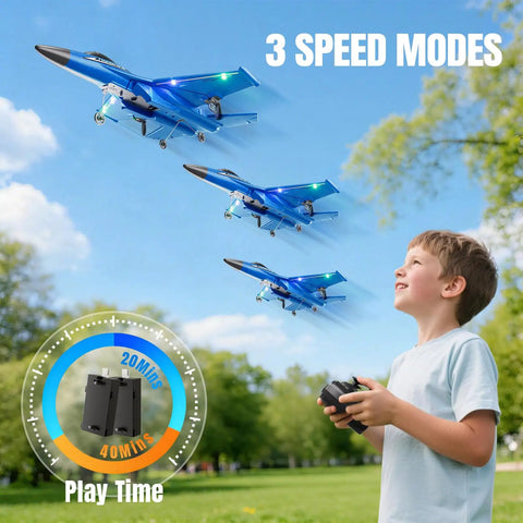 Child flying RC Plane For Kids And Adults Easy To Fly With Gyro Stabilizer 2.4GHz Remote Control Aircraft in park