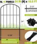 No Dig Garden Fence Kit 24 Inch High Arch Border Panels 10.5 Feet Long 10 Panels With S Clips And Zip Ties Metal Wire Border Fence