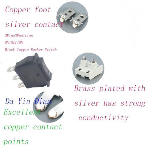 Three Pin Three Position On Off On Rocker Switch Black For Car Boat Auto Home Electronics Hella, black 3-pin switch with silver contacts