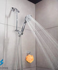 High Pressure 3 Function Handheld Shower Head With Five Foot Hose And Bracket, 3.75 Inch Wide Rain Shower, Chrome Finish in use