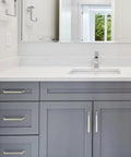 10 Pack 5 Inch Hole Centers Brushed Nickel Cabinet Pulls Zinc Alloy Hardware Durable Rust Resistant With Screws Included on gray vanity