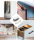 20 Pack Silver Magnetic Door Catches For Cabinets And Drawers Brushed Satin Nickel Closures shown in various uses