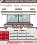 Sizing guide with extension instructions for Antique Brass Curtain Rod Kit 18 To 88 Inches Adjustable One Inch Diameter Built To Last Drapery Pole For Indoor Outdoor Use No Sweat Easy Installation No Sag Stabilizes Heavy Drapes Modern Look For 24 To 80 Inch Windows.