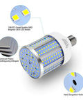 2 Pack 40W LED Corn Light Bulbs 4000 Lumens 6500K Cool White Daylight E26 E27 Base showing LED beads and cooling features