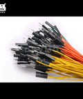 DuPont Jumper Wire Ribbon Cable Set, 50 multicolored 20cm cables with male to female headers, perfect for Arduino breadboard projects.
