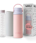 Portable Breast Milk Cooler Keeps Infant Formula And Breastmilk Icy Fresh For Up To 15 Hours With Triple Wall Vacuum Insulation Stainless Steel Build And Bpa Free Bottle Plus Ice Pack For No Sweat Road Trips, displaying pink stainless steel cooler with accessories and packaging.