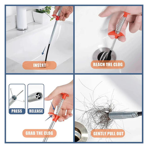 Flexible Four Claw Drain Grabber Reacher Tool Drain Snake For Hair Clogs And Debris In Kitchen Sink Bathroom Shower Tub And Toilet With Extendable Hose And Bendable Claws For Easy Clog Removal And Quick Clean