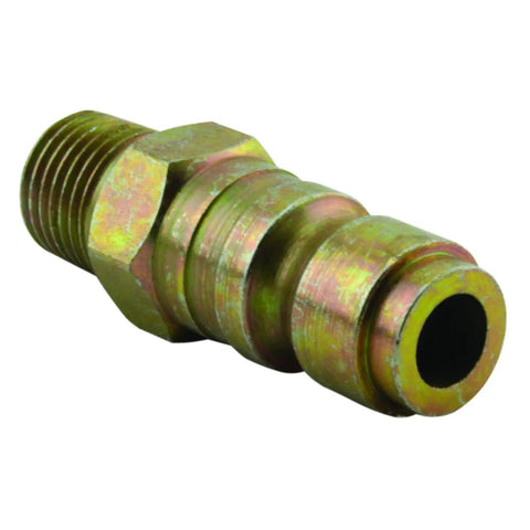 Quarter Inch MNPT P Style Steel Plug 10 Pack, Rust Resistant, Case Hardened, shown in gold finish