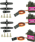 3 Pack MG90S Micro Servo Motors 14g Full Metal Gear High Torque 2 To 3 Kg Cm 4.8 To 6.0V with accessories and screwdriver