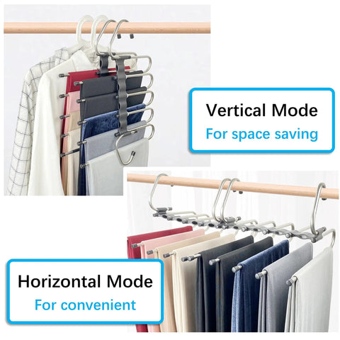 Real Deal Five Tier Pants Hangers For Closet Upgrades Hella Space Saving Rack With Grippy Antislip Metal Clips For Slacks Denim And Scarves Smooth Daily Hang