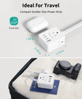 360° Rotating Flat Power Strip With 3 Ac Outlets And 4 Usb Ports Smart Extension Cord Saves Space For Behind Sofa Or Bed Compact Design with travel size and attached camera