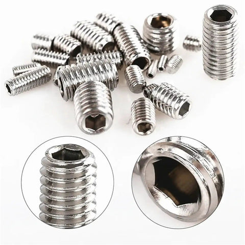 200 Piece Hex Socket Set Screw Kit Flat Point Stainless Steel M3 M4 M5 M6 M8 DIN 913 Garage Ready Organizer Case screws