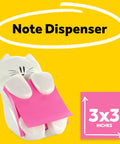 Cat Themed Pop Up Sticky Note Dispenser With 3x3 Pink Notes 45 Sheets Easy Refill Cute Desk Organizer For Home Office