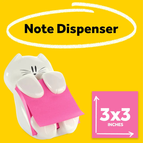 Cat Themed Pop Up Sticky Note Dispenser With 3x3 Pink Notes 45 Sheets Easy Refill Cute Desk Organizer For Home Office
