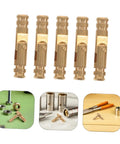 Brass Cylindrical Barrel Hinges For Concealed Jewelry Boxes And Cabinets, 25-pack displayed with tools