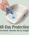 Fresh Protection Maximum Absorbency Incontinence Underwear For Men, Disposable Large Size 35 To 43 Inches Waist, 28 Count, Grey, Packaging May Vary, shown absorbing liquid with DryGuard core.