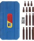 Top Tier 15 Pcs Automotive Socket Set With 12 Inch Extension Adapter And Tough Alloy Sockets Fits Car Tire Repair Kit For DIY Guys And Pro Mechanics In Cool Storage Case, blue case and bits