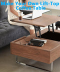 Heavy Duty Coffee Table Lift Top Hardware With Hydraulic Gas Spring Mechanism, Straight Up 4 Piece DIY Lifting Hinge Kit in use, showcasing workspace.