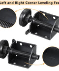 Heavy Duty Adjustable Furniture Leveler Feet With Corner Edge Guards And Tight Lock Nuts showing left and right corner leveling feet.
