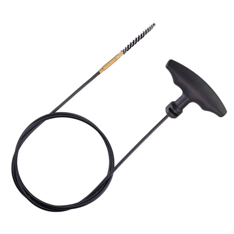 Pro Grade Airgun Cleaning Kit For.177 And.22 Calibers With Cotton Mops Nylon Brushes Flex Cable Brass Jags And Patch Holder In A Zippered Storage Pouch For Easy On The Go Maintenance And Cleanup showing nylon-coated flex cable and brush