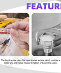 Hella Secure M4 Knurled Thumb Screws Assortment Kit With Nickel Plated Flat Heads and Fully Threaded Shaft being held and used.