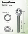 Heavy Duty 3/4 In Right Hand Shank With Jam Nut Heim Joint Rod End 3/4 Inch Bore 4 Inch Long Precision Bearings close-up image.