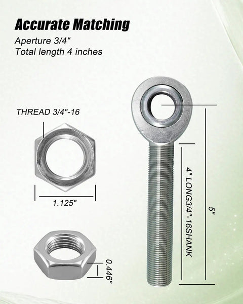 Heavy Duty 3/4 In Right Hand Shank With Jam Nut Heim Joint Rod End 3/4 Inch Bore 4 Inch Long Precision Bearings close-up image.