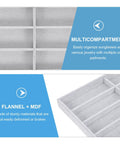 Stay Super Fresh With This Hella Soft Gray Velvet Jewelry Organizer Tray Featuring Eight Quick Grab Grids, Sleek Watch And Sunglasses Display Plate, Portable Drawer Storage. Multi-compartment gray velvet organizer with sturdy flannel and MDF.