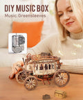 Stagecoach 3D Wooden Puzzle Kit For Adults Wind Up Music Box DIY Model Western Vehicle Craft Project Dope Gift For Ages 14 And Up Hands On Home Display, stagecoach model