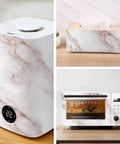 Appliances with gold white marble contact paper; Peel and Stick for Countertops and Furniture Matte Waterproof Self Adhesive Wallpaper Removable Durable 11.8 By 118 Inches Easy To Clean.