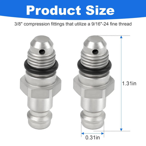 Bleeder Fitting Kit For Front Mount Marine Cylinders, 3/8 Inch Compression, 9/16-24 Thread, 2 Pack With O-Ring, Essential For Manual Hydraulic Steering, Compatible With Popular Marine Cylinders