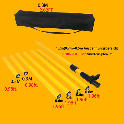 Pro Grade Multifunction Laser Level Pole With Adjustable Height And 360 Degree Rotating Head yellow tubes and black bag