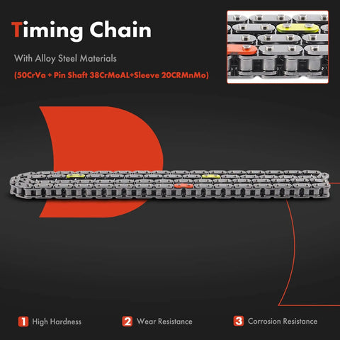 Six Piece Engine Timing Chain Kit With Sprocket For DOHC 1.8L 1ZZ FE alloy steel chain with enhanced resistance features