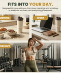 Dual Insulated Stainless Steel Protein Shaker Bottle With Separate Dry Storage Compartment And Built In Mixing Whisk 15 Oz Gym Cup on kitchen table with breakfast.