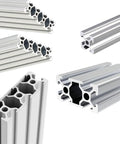 Aluminum T Slot Profile for CNC 3D Printer Frame European Standard Anodized Finish 2020 2040 2060 2080 Series, 250mm Length, Beefy Built To Last Durable Builder Rail for Custom Projects. Silver aluminum T-slot extrusion profile