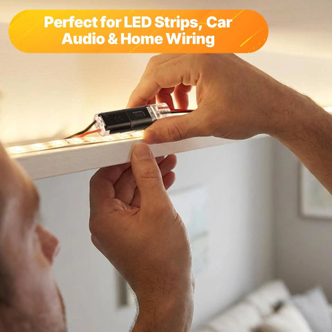 Plug In Wire Connectors With Locking Buckle Two Pin Double Wire Connector No Stripping Solderless For Low Voltage LED Strip Lights