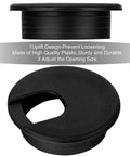 10 Pack Round Plastic Desk Grommets For Wire Management, Black Cable Hole Covers For Office Desks, TV Stands And Tabletops, 45 Mm Diameter, Durable, Easy Remove Lip Keeps Cables Neat, black plastic cable grommet with removable opening