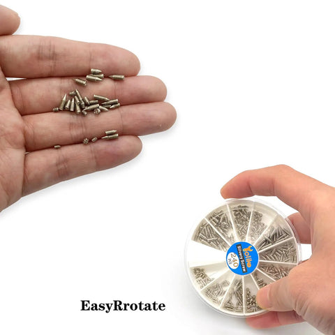 Nickel Plated Carbon Steel Tip Screws Set With 2mm Driver 240 Pcs assorted in hand and organizer box