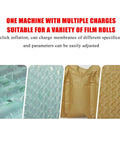 Automatic Wrap Machine 180W For Inflatable Packaging, various air-filled cushion types, film rolls, packaging detail.