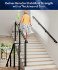 2 Pack 9 Ft Black Aluminum Handrail With Self Drilling Screws Aama 2604 Coated Heavy Duty Flat Deck Railing Solid Stair Guide Built Like A Tank Indoors Outdoors on stairway.
