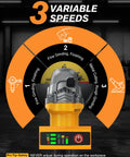 Compact 4 Inch Cordless Angle Grinder Built To Chip Away At Stubborn Metal showing 3 variable speed settings for grinding and cutting.