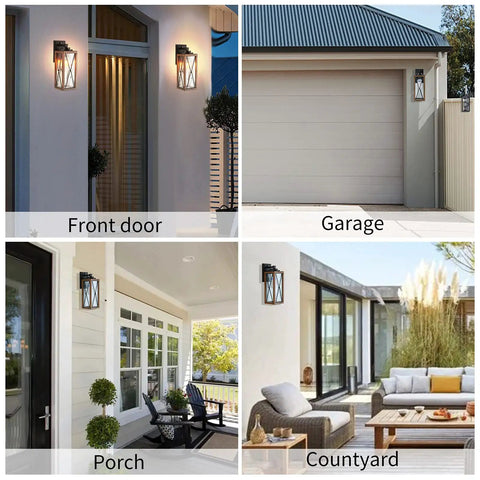 Outdoor Wall Lantern With Dusk To Dawn Sensor Hands Free Waterproof Exterior Sconce Lighting for Front Porch, Garage, Entryway.