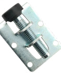 Heavy Duty Furniture Leveling Shims With Adjustable Metal Cabinet Legs And Anti Slip Foot Pads For Wardrobes And Workbenches Including Hex Wrench For Kick Those Wobbles Fast Dead Flat Setup close-up of adjustable leveling bolt with black foot pad.