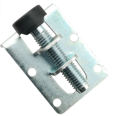 Heavy Duty Furniture Leveling Shims With Adjustable Metal Cabinet Legs And Anti Slip Foot Pads For Wardrobes And Workbenches Including Hex Wrench For Kick Those Wobbles Fast Dead Flat Setup close-up of adjustable leveling bolt with black foot pad.