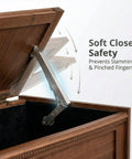 Beefy Heavy Duty Lid Support Hinge With Soft Close for Toy Boxes and Chests installed on cedar trunk demonstrating smooth lowering