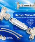 Frutlait 304 stainless steel Sensor Valve Kit for hot water recirculating pump with 2×12in hoses and bypass valve