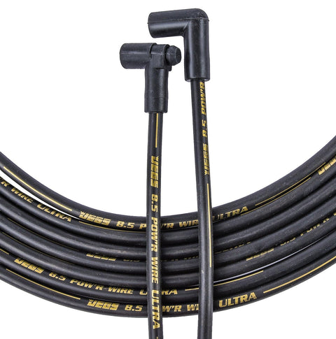 Ultra Powr 8.5mm Spark Plug Wire Set For HEI Distributors with black wires and 90 degree terminals